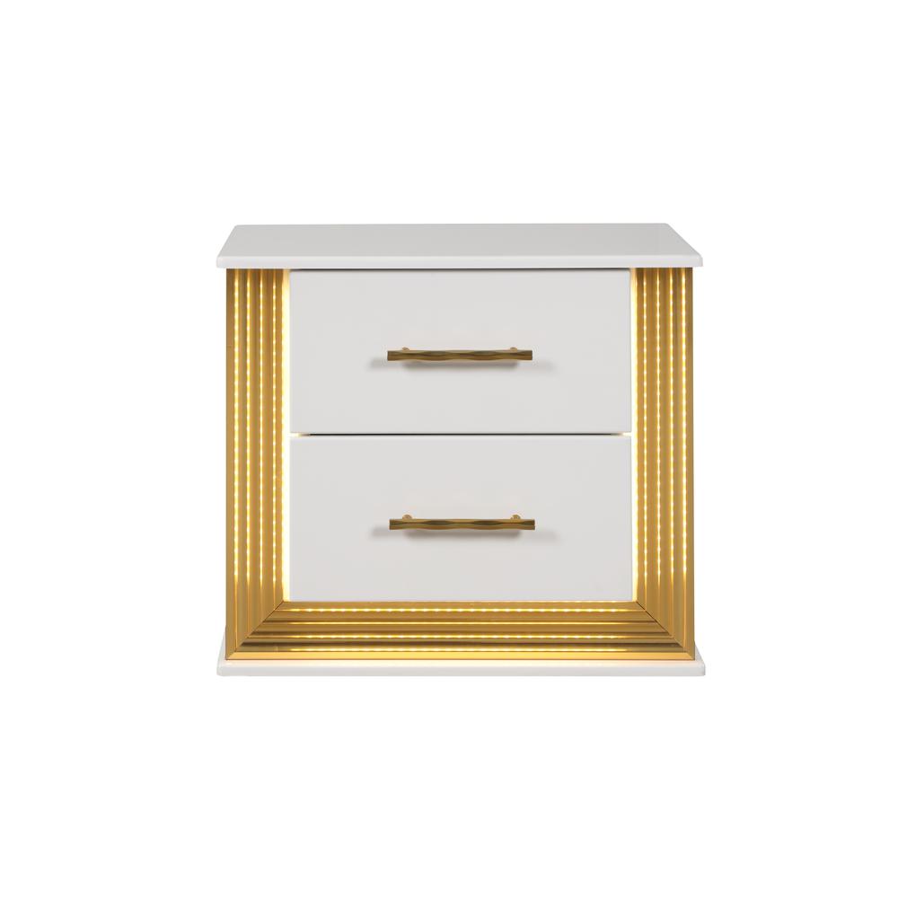 Obsession Contemporary Style 2-Drawer Nightstand Made with Wood & Gold Finish. Picture 2