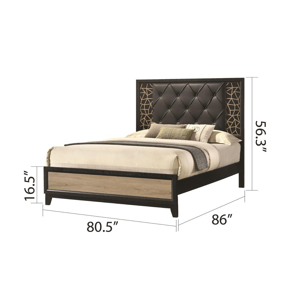 Modern   Style Upholstered Queen/King Bed Made in Wood with Wooden Pattern. Picture 3