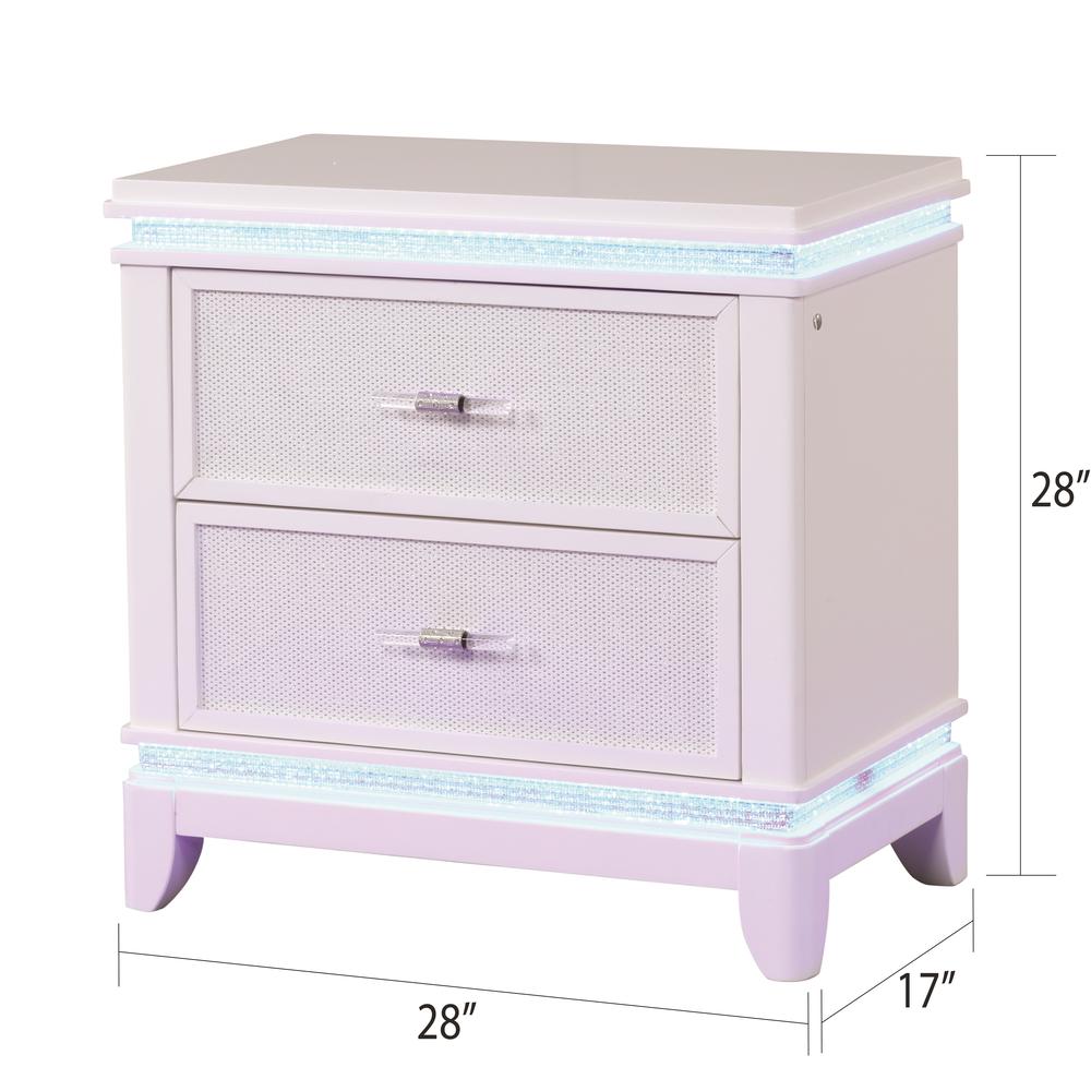 Opium  2-Drawer Nightstand with Mirrored Inserts and Subtle LED Illumination. Picture 2