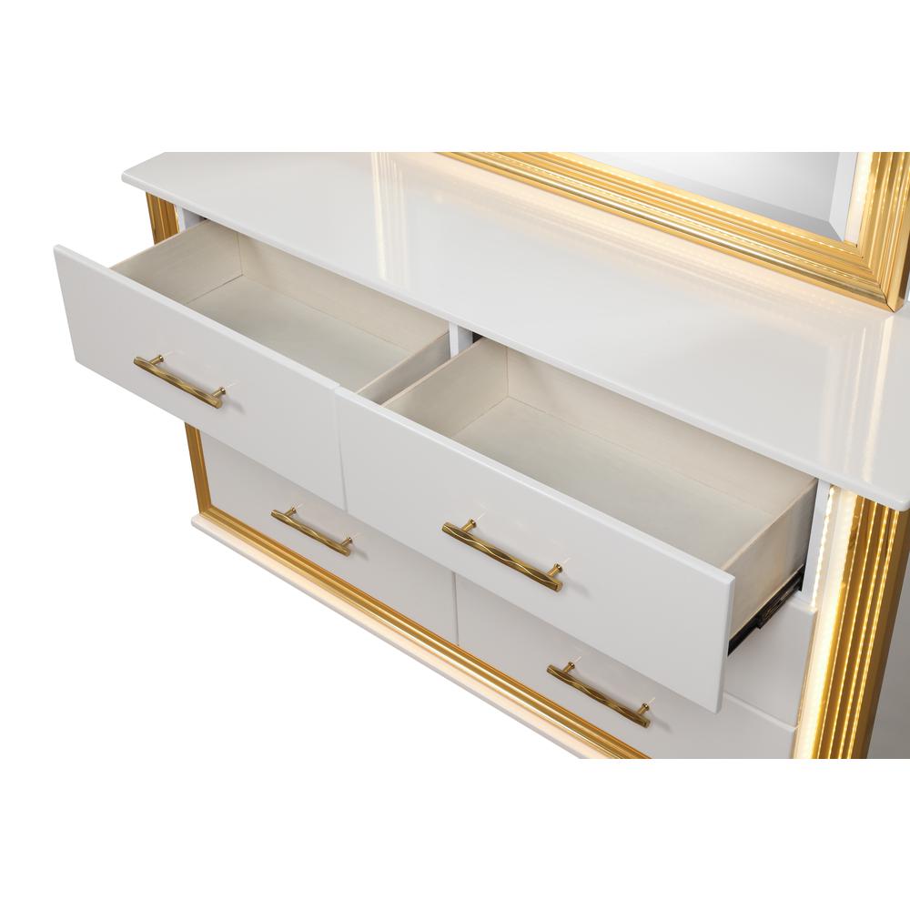 Obsession Contemporary Style 6-Drawer Dresser Made with Wood & Gold Finish. Picture 4