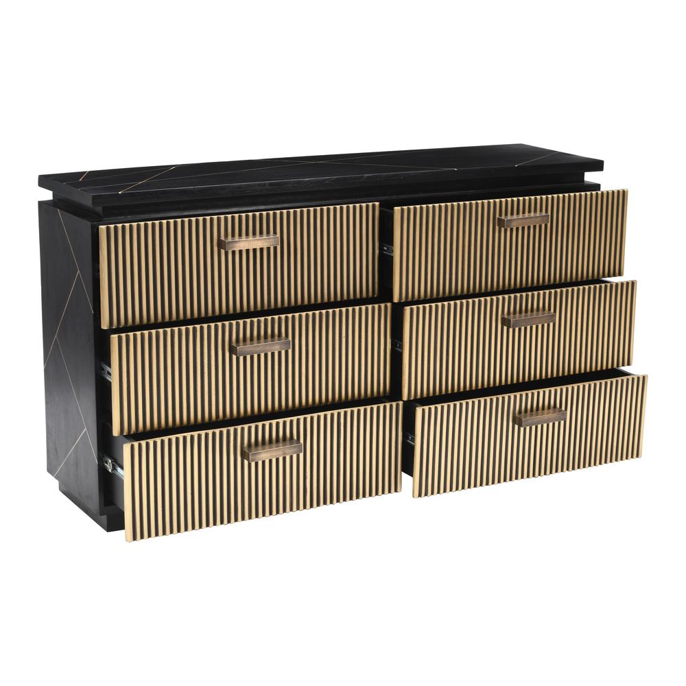 6-Drawer Dresser Made with Mango Wood  Finish with Brass Metal. Picture 2