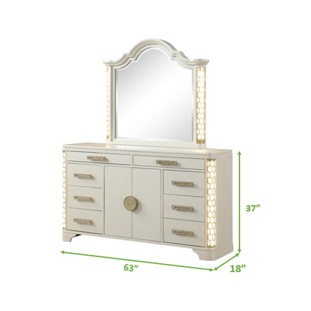 Traditional Style 8-Drawer LED Dresser Made with Wood  Middle Compartment. Picture 3