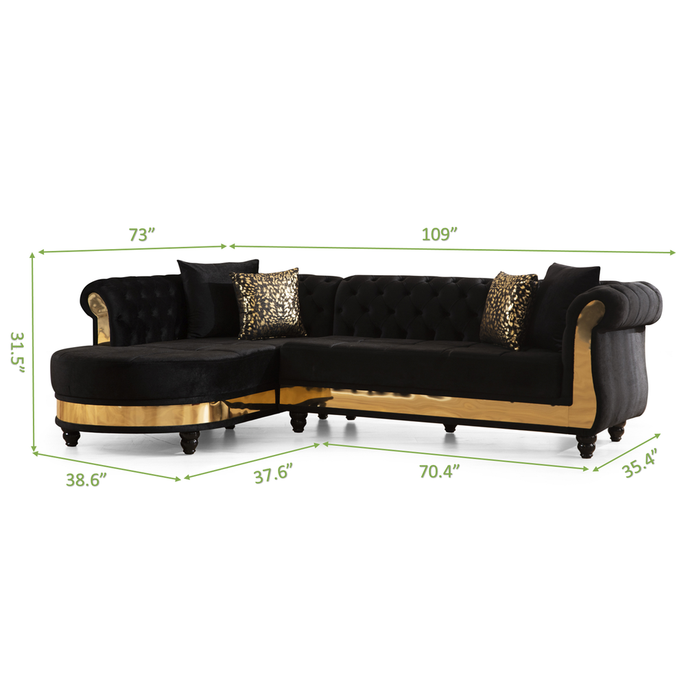 Julia Modern Style Button Tufted Sectional Sofa Made with Wood. Picture 3