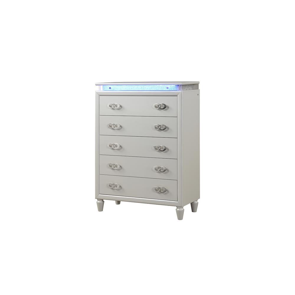 Perla Modern Style 5-Drawer LED Chest Made with Wood. Picture 1