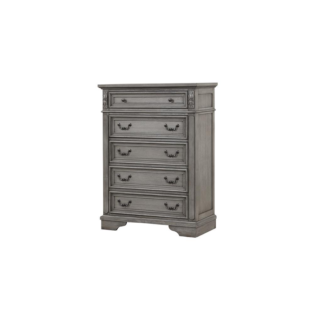 Traditional Style 5-Drawer Chest with Lustrous Pulls and Full-Extension Slides. Picture 1