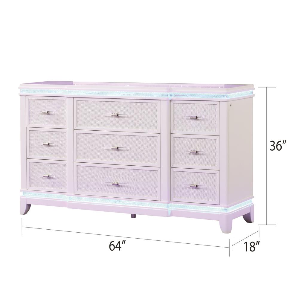 9-Drawer Dresser with Mirror-Embellished Front and LED Enhancement. Picture 2