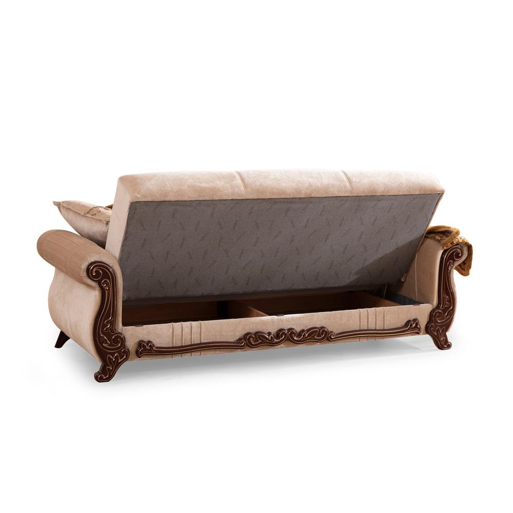 Carmen Traditional Style Upholstery Sleeper Sofa Made with Wood & Storage Area. Picture 2