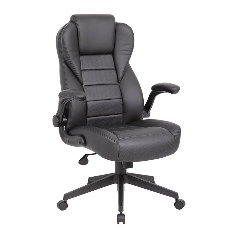 Boss Executive High Back CaressoftPlus Flip Arm Chair. Picture 1
