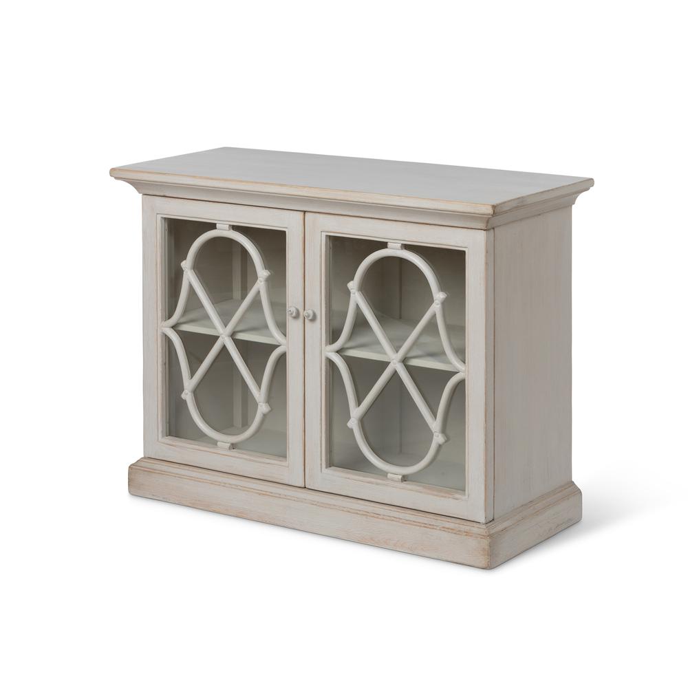 Adeline Wood Console with Glass Doors. Picture 1
