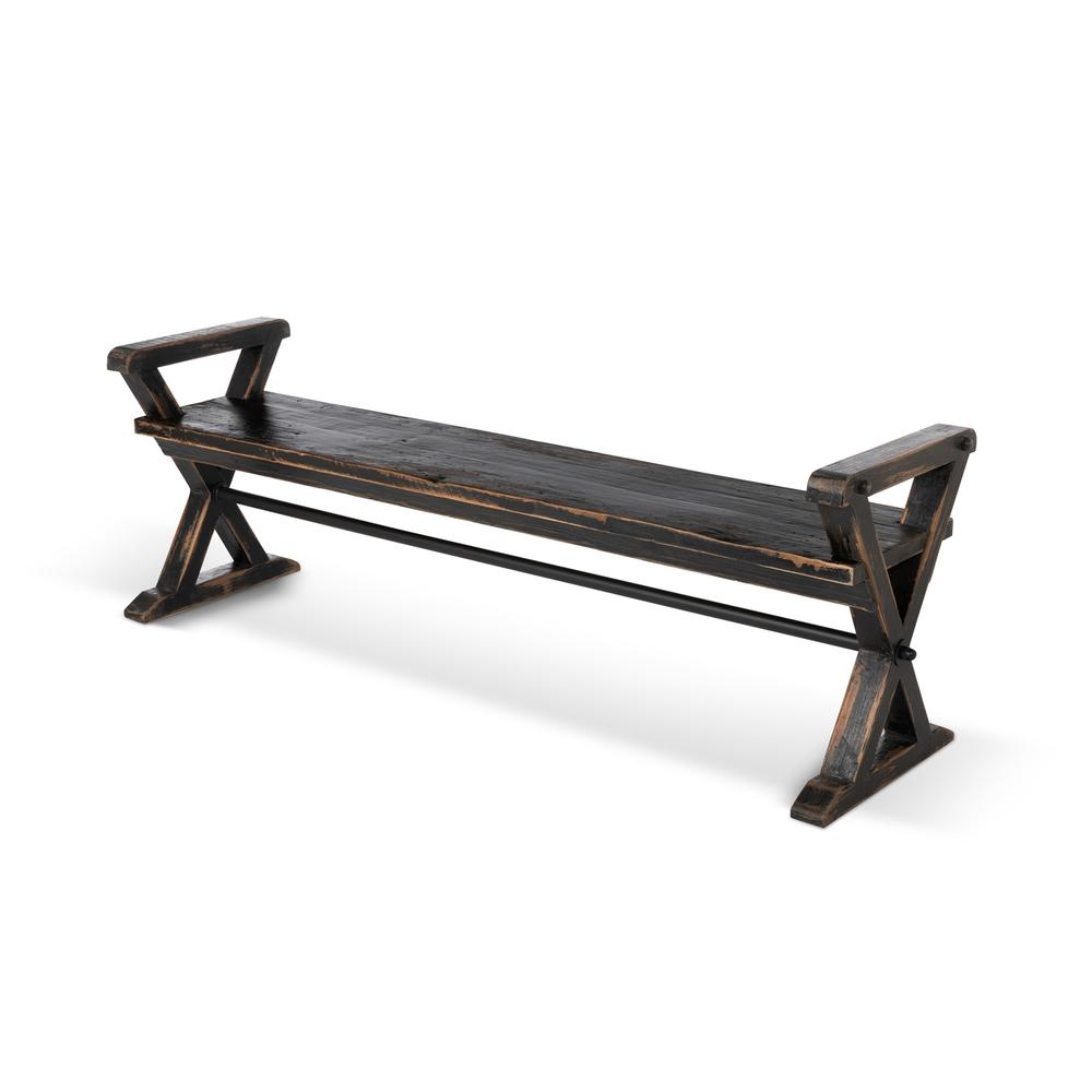 Trestle Wood Bench. Picture 1