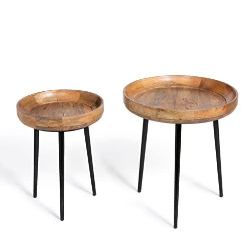 Wood and Iron Occasional Tables, Set of 2. Picture 1
