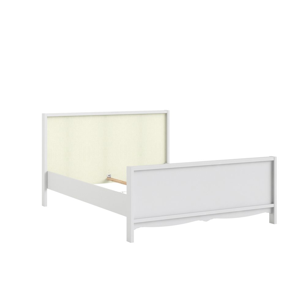Biscayne Queen Bed with Slat Roll, White/Textile Beige. Picture 1