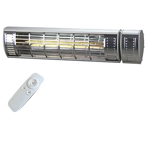 1500 Watt Electric Wall (or Tripod) Mounted Patio Heater with Remote- Silver. Picture 1