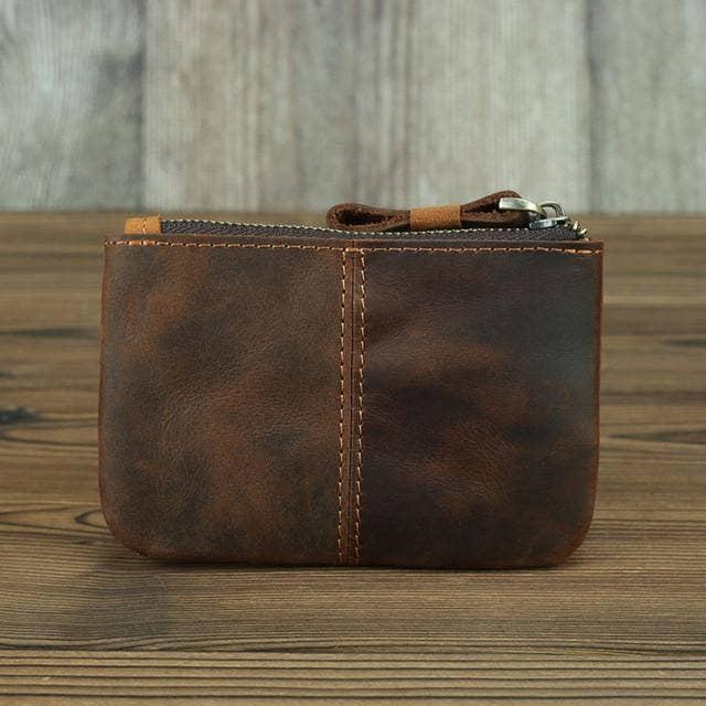 The Cael | Handmade Leather Coin Purse with Zipper. Picture 3