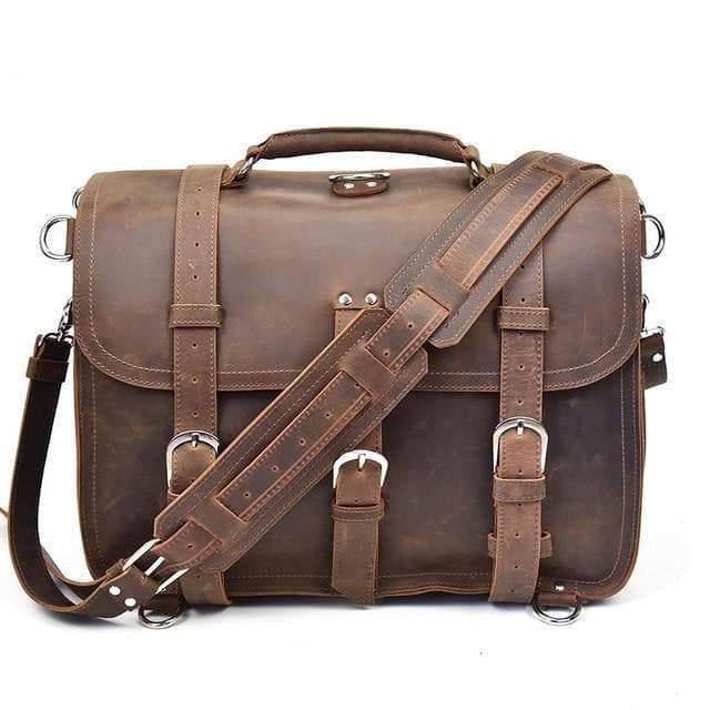 The Gustav Messenger Bag | Large Capacity Vintage Leather Messenger Bag. Picture 1