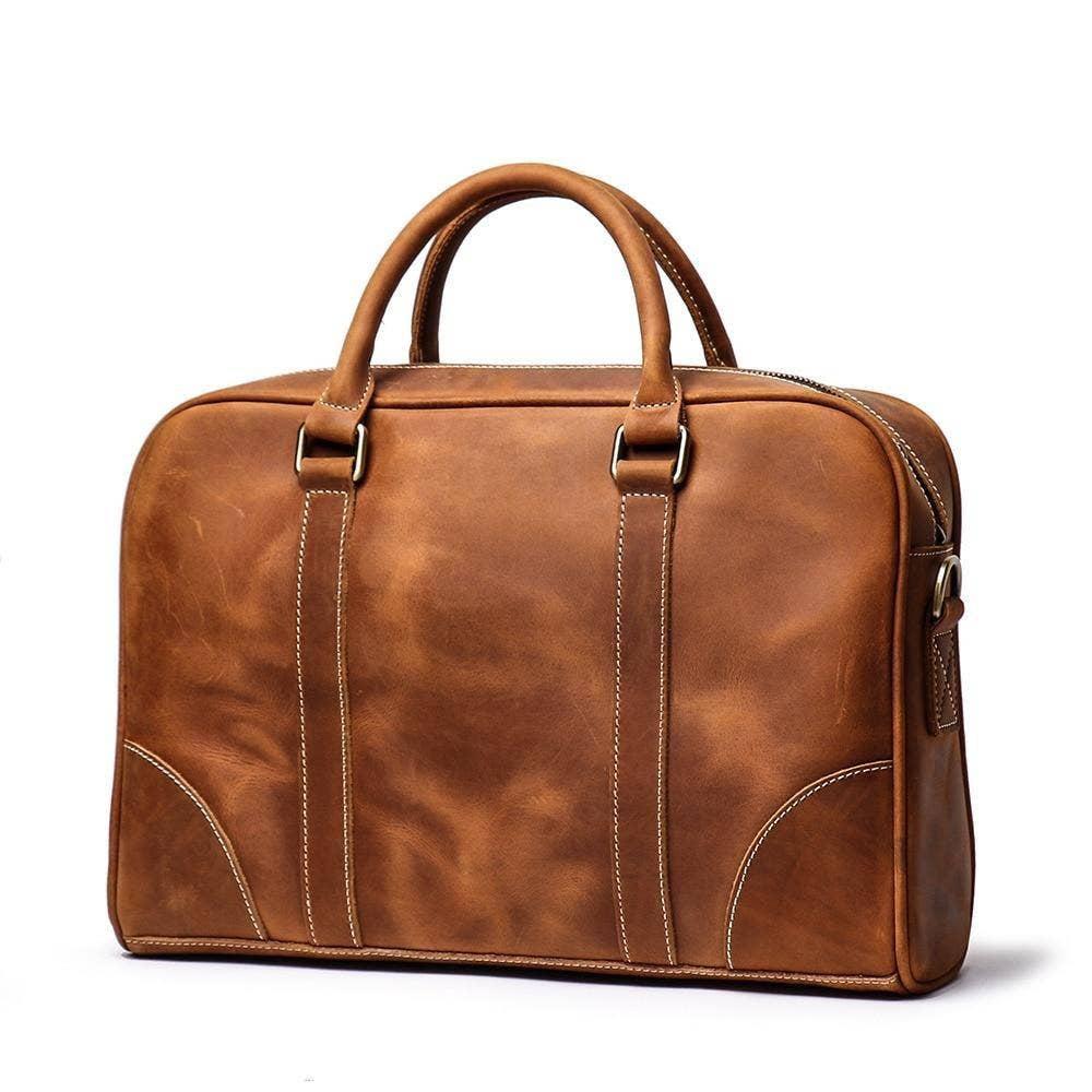 The Bjorn Leather Laptop Bag | Vintage Leather Briefcase. Picture 2