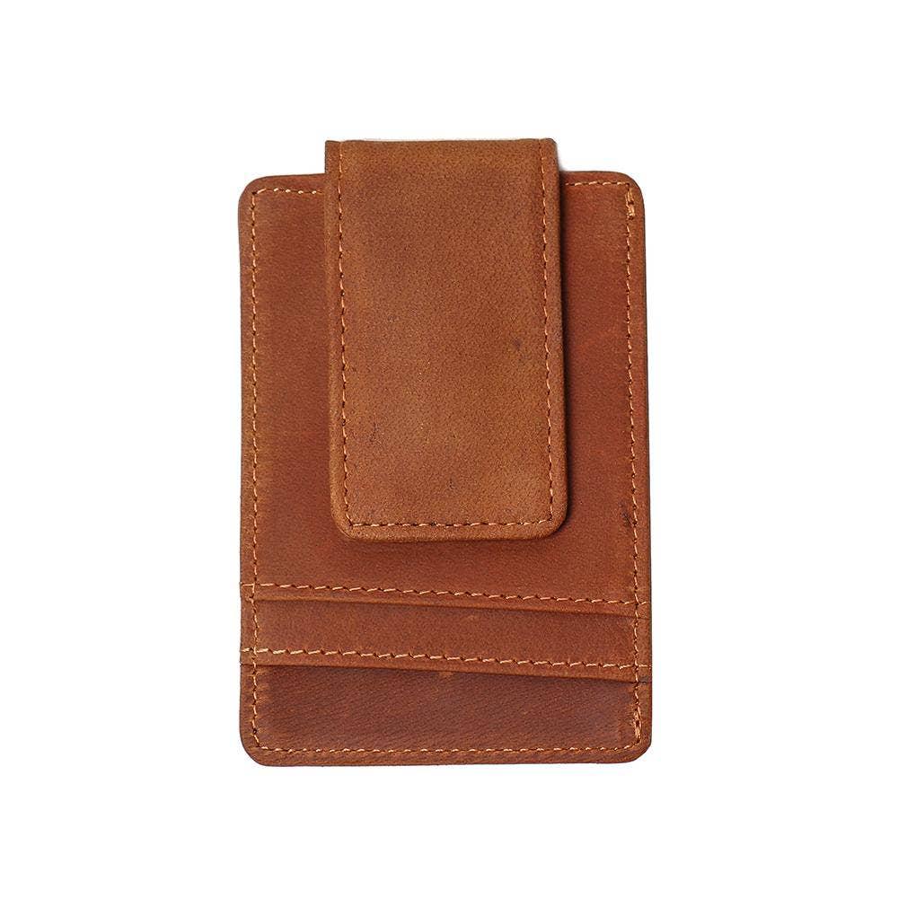 The Walden Handmade Leather Front Pocket Wallet with Money Clip. Picture 1