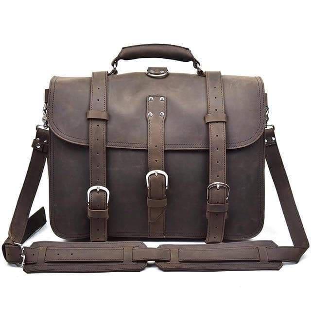 The Gustav Messenger Bag | Large Capacity Vintage Leather Messenger Bag. Picture 3
