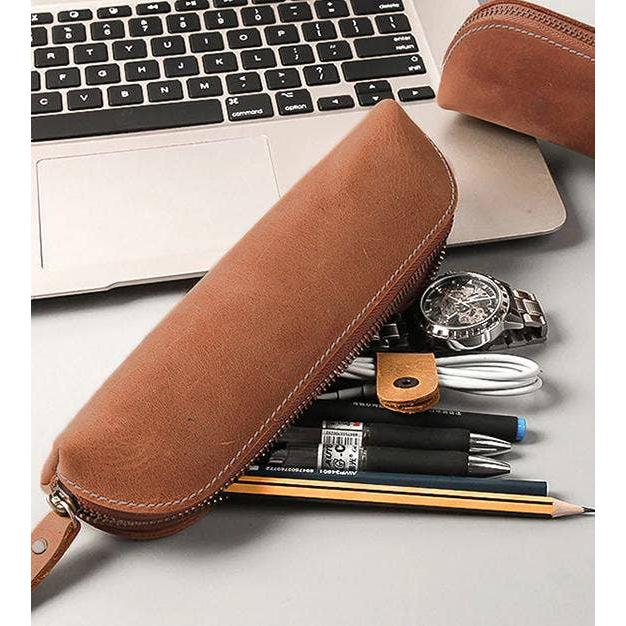 The Paavo Leather Pen Case Leather Makeup Pouch. Picture 3