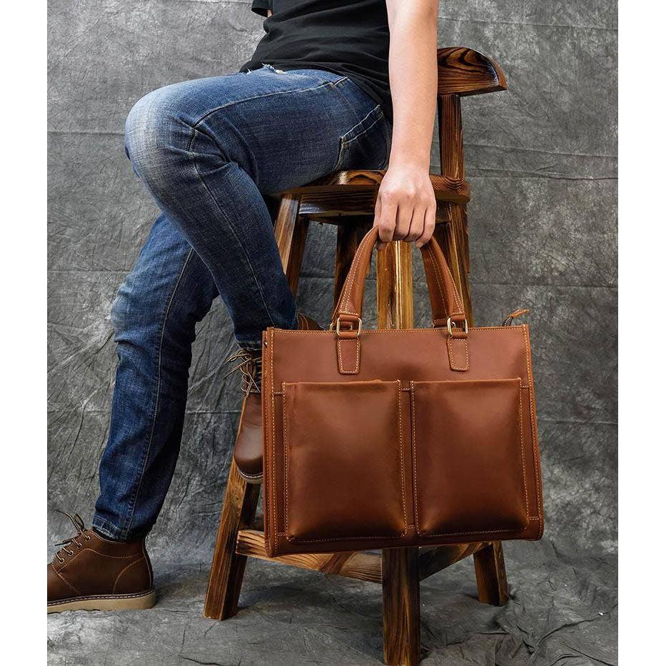 The Dagmar Leather Briefcase | Vintage Leather Messenger Bag. Picture 4