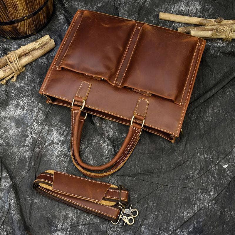The Dagmar Leather Briefcase | Vintage Leather Messenger Bag. Picture 5