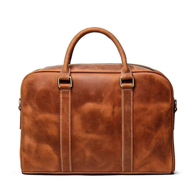 The Bjorn Leather Laptop Bag | Vintage Leather Briefcase. Picture 4
