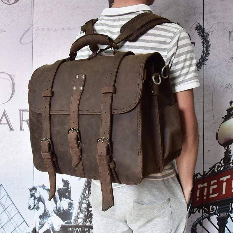 The Gustav Messenger Bag | Large Capacity Vintage Leather Messenger Bag. Picture 4