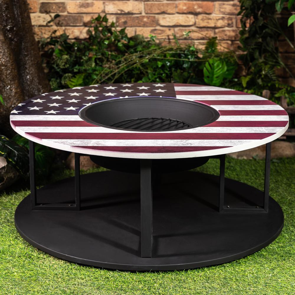 38 Inch Diameter Commemorative Outdoor Steel Woodburning  Fire Pit. Picture 6