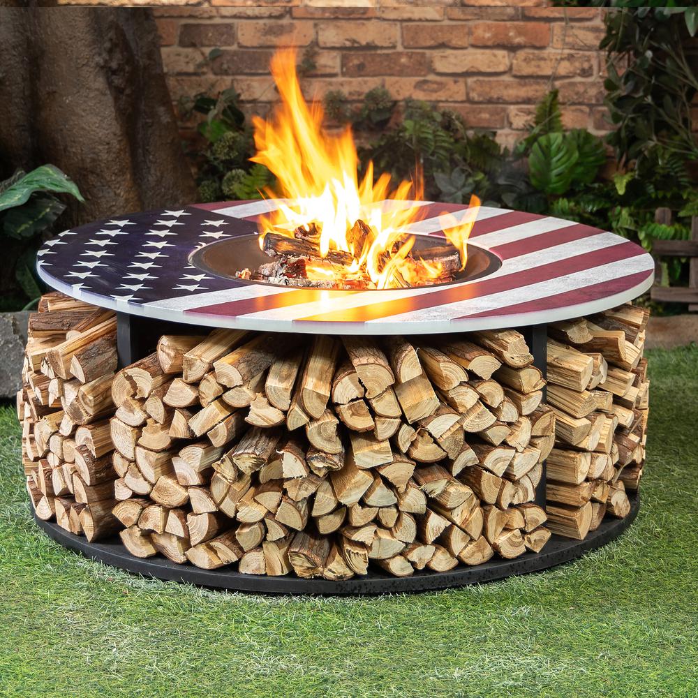 38 Inch Diameter Commemorative Outdoor Steel Woodburning  Fire Pit. Picture 8
