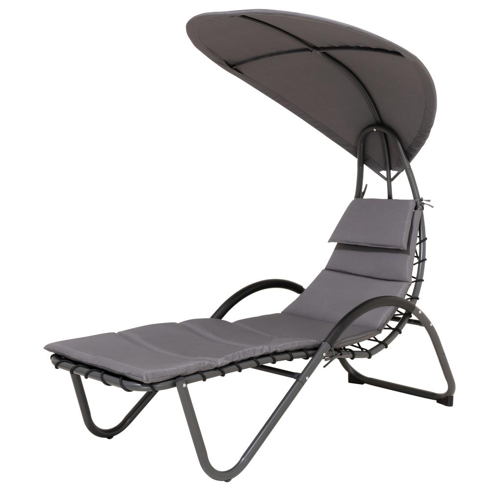 Outdoor Patio Lounge Chair with Canopy. Picture 1
