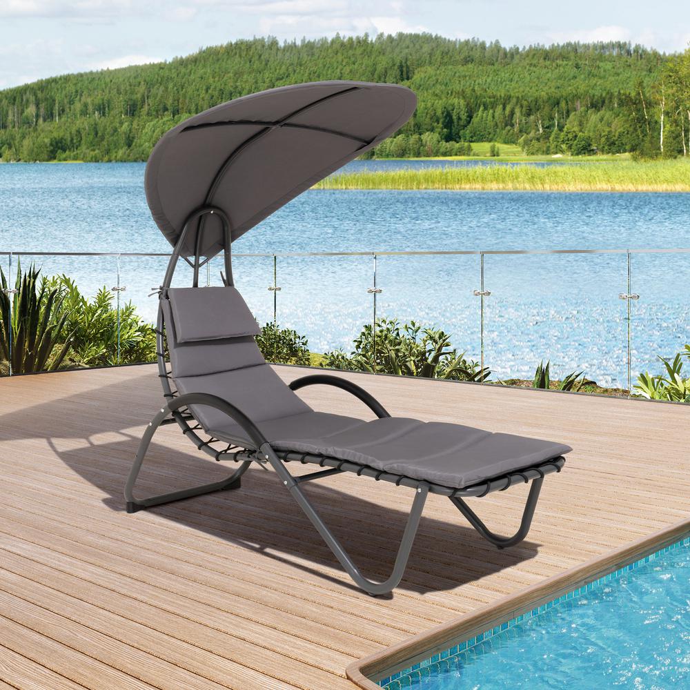 Outdoor Patio Lounge Chair with Canopy. Picture 12