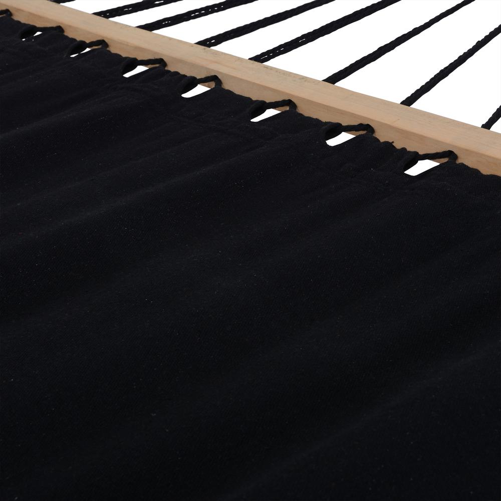 Outdoor Cedar Wood Hammock with Black Textilene Fabric. Picture 9