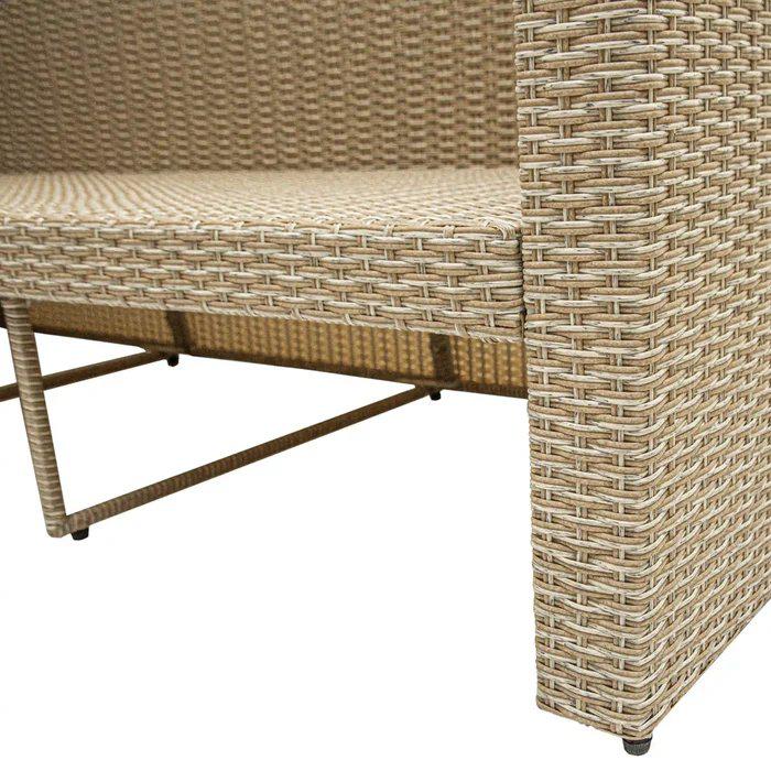 Outdoor Wicker Patio Sofa with Canopy & Ottoman Set. Picture 9