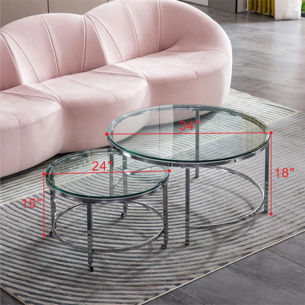 2 Piece Coffee Table Set 10Mm Clear Tempered Glass. Picture 7