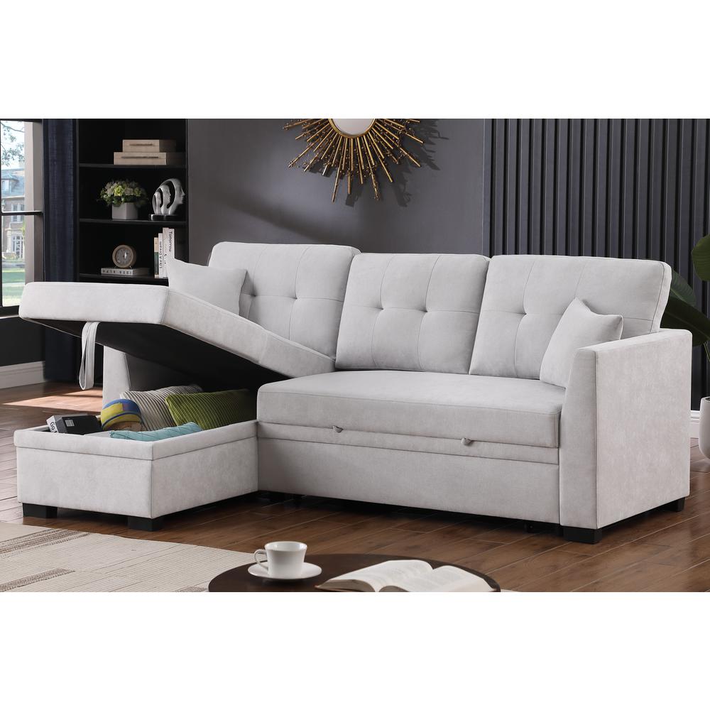 Reversible Sleeper Sectional Sofa with Storage Chaise and Pull Out Sleeper Bed. Picture 2