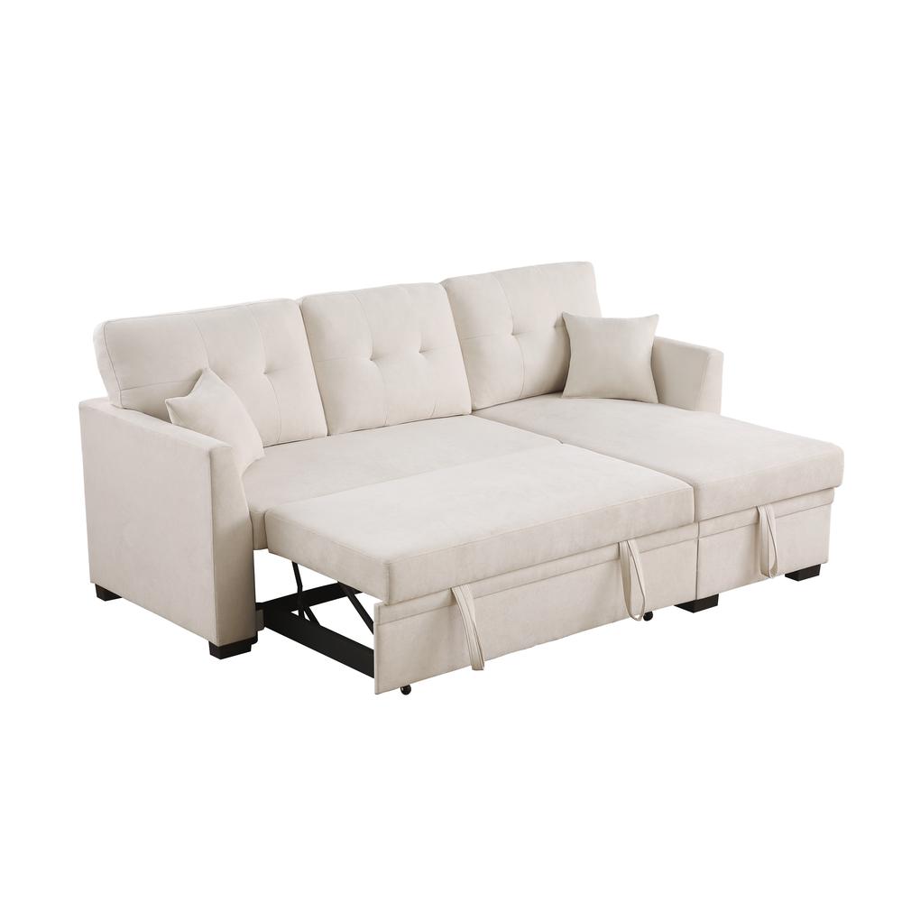 Reversible Sleeper Sectional Sofa with Storage Chaise and Pull Out Sleeper Bed. Picture 1