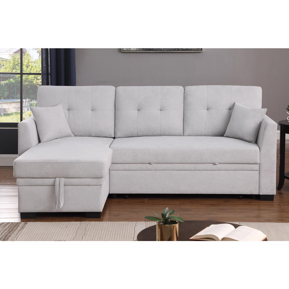 Reversible Sleeper Sectional Sofa with Storage Chaise and Pull Out Sleeper Bed. Picture 3