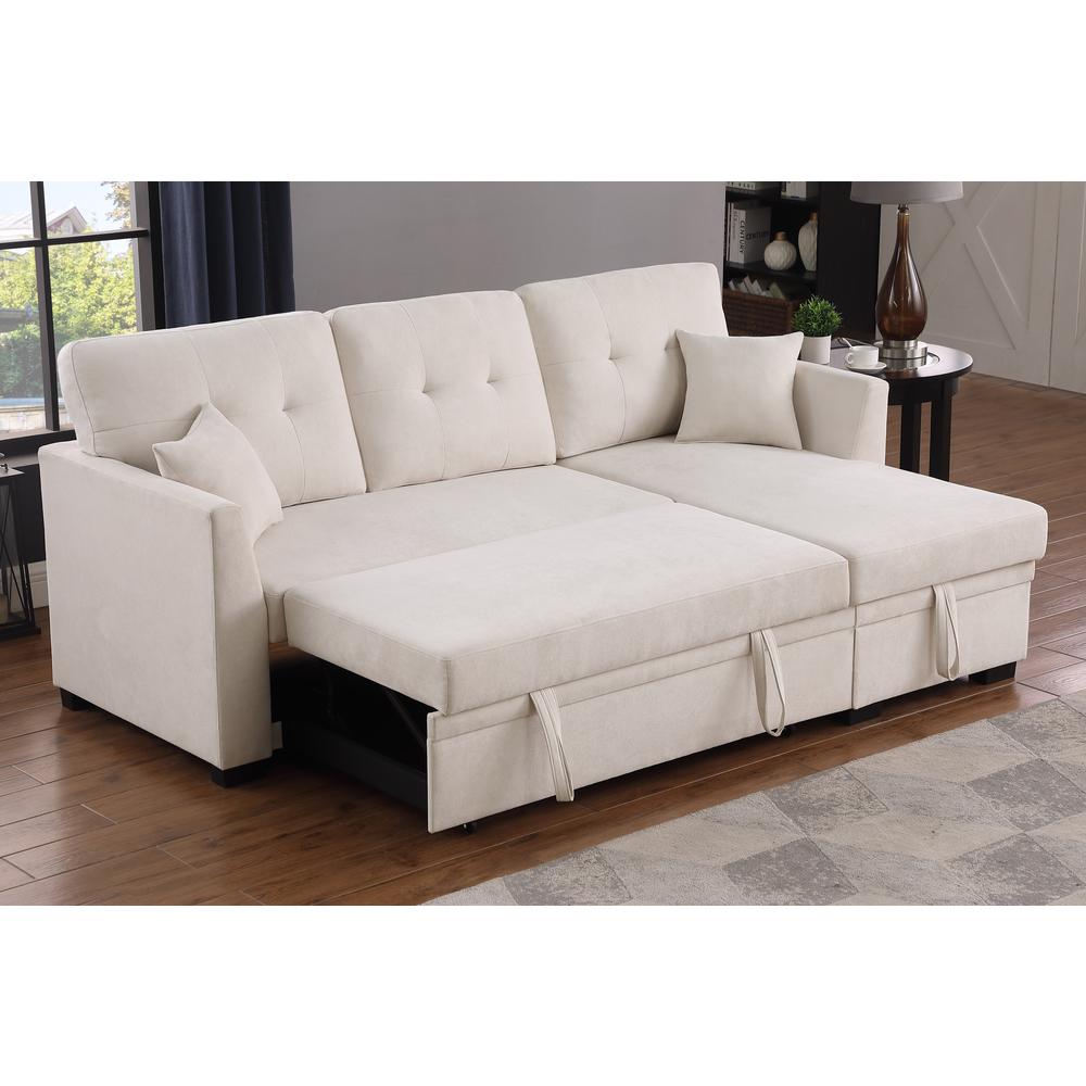 Reversible Sleeper Sectional Sofa with Storage Chaise and Pull Out Sleeper Bed. Picture 3