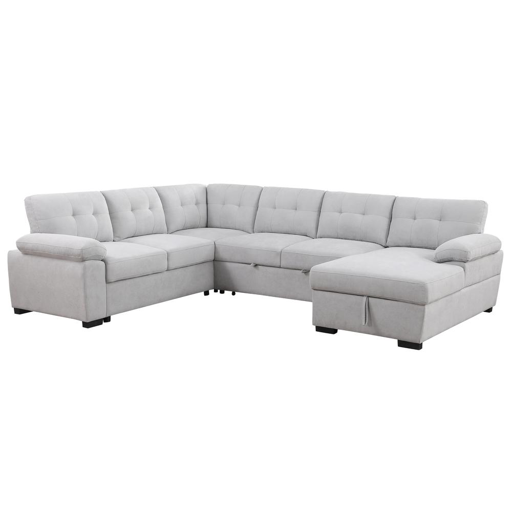 U-Shaped Tufted Sleeper Sectional Sofa. Picture 2