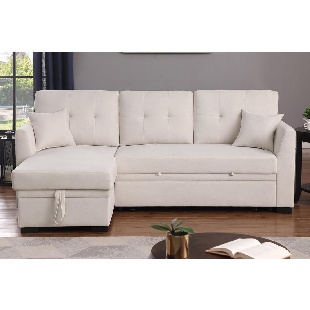Reversible Sleeper Sectional Sofa with Storage Chaise and Pull Out Sleeper Bed. Picture 2