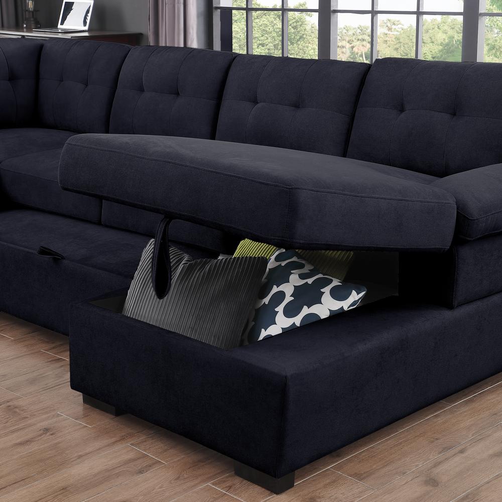 U-Shaped Tufted Sleeper Sectional Sofa. Picture 3