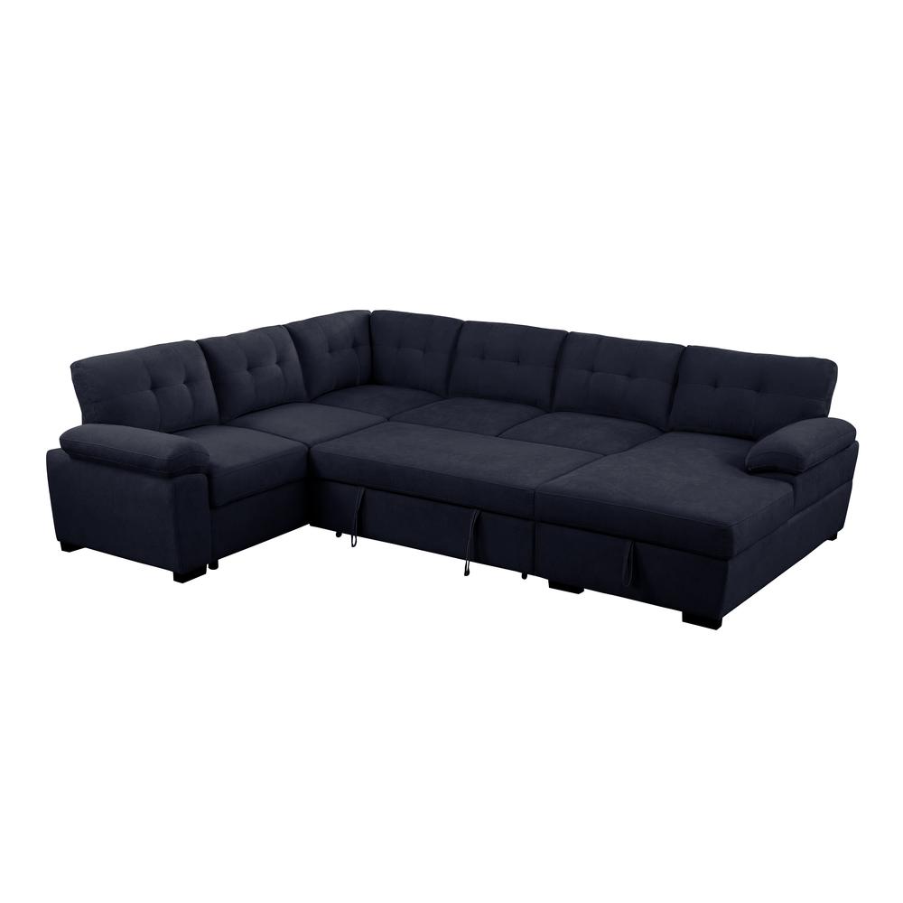 U-Shaped Tufted Sleeper Sectional Sofa. Picture 1