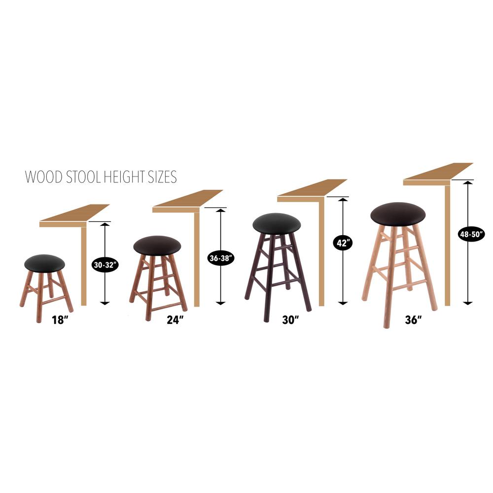 Oak Round Cushion 36" Swivel Extra Tall Bar Stool with Smooth Legs, Medium Finish, and Graph Tidal Seat. Picture 2