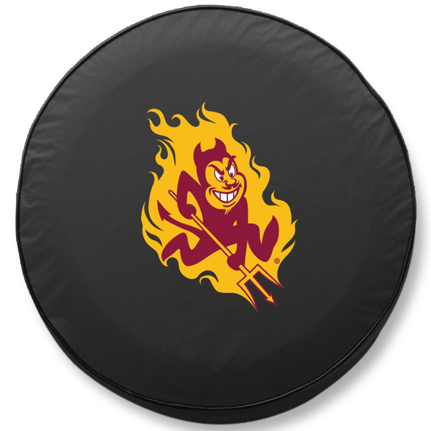 31 1/4 x 11 Arizona State Tire Cover with Sparky Logo. Picture 1
