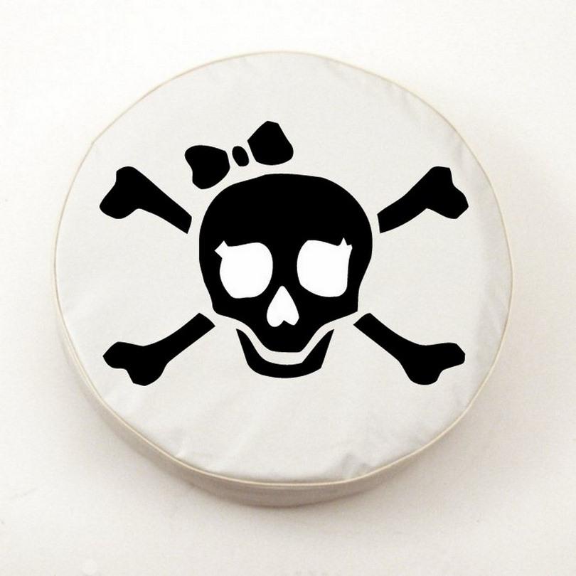 Pirate Girl (Black on White) Tire Cover. Picture 1