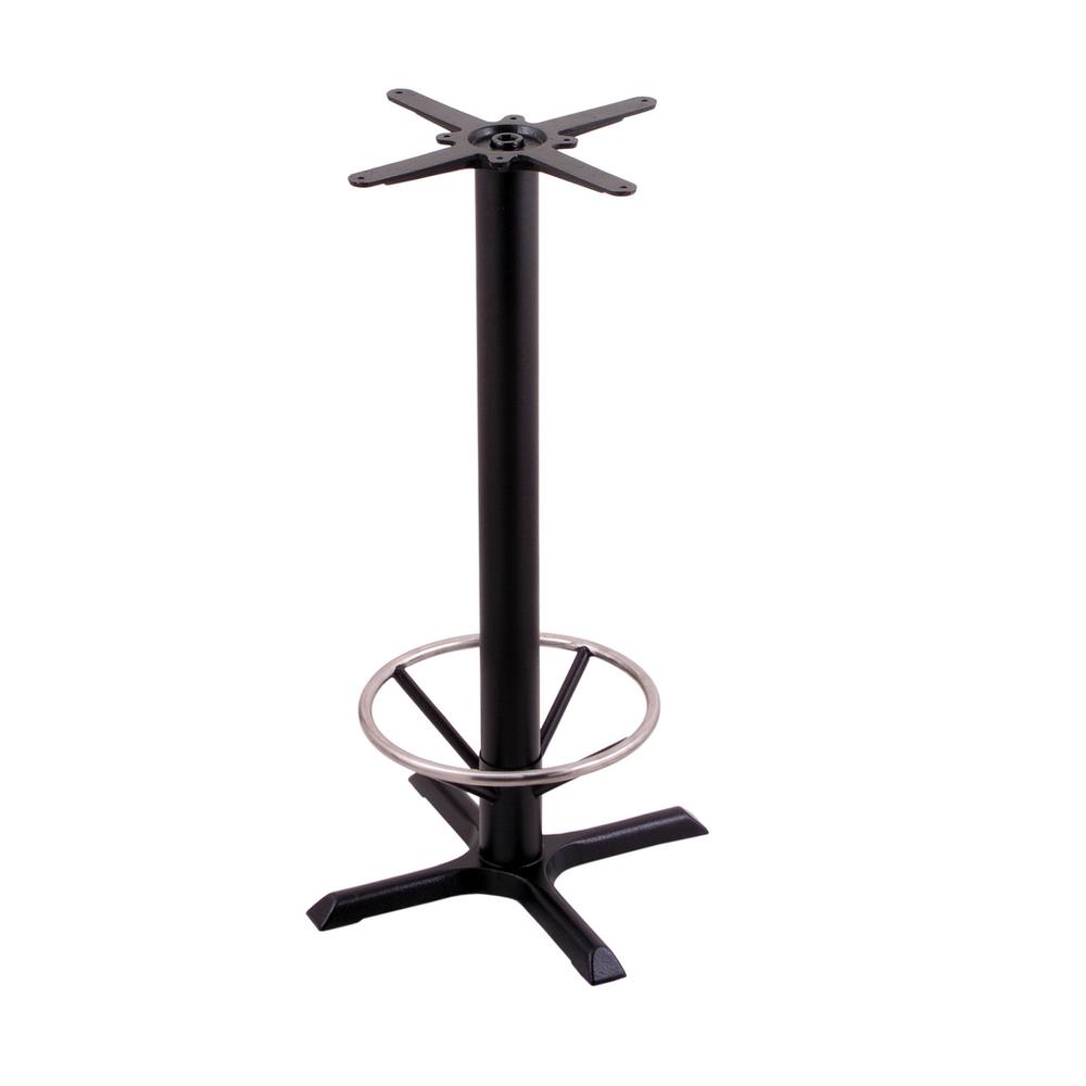 211 Black Cast Iron Bar Height Base with 22" x 22" X-Style Foot and Foot Ring. Picture 1