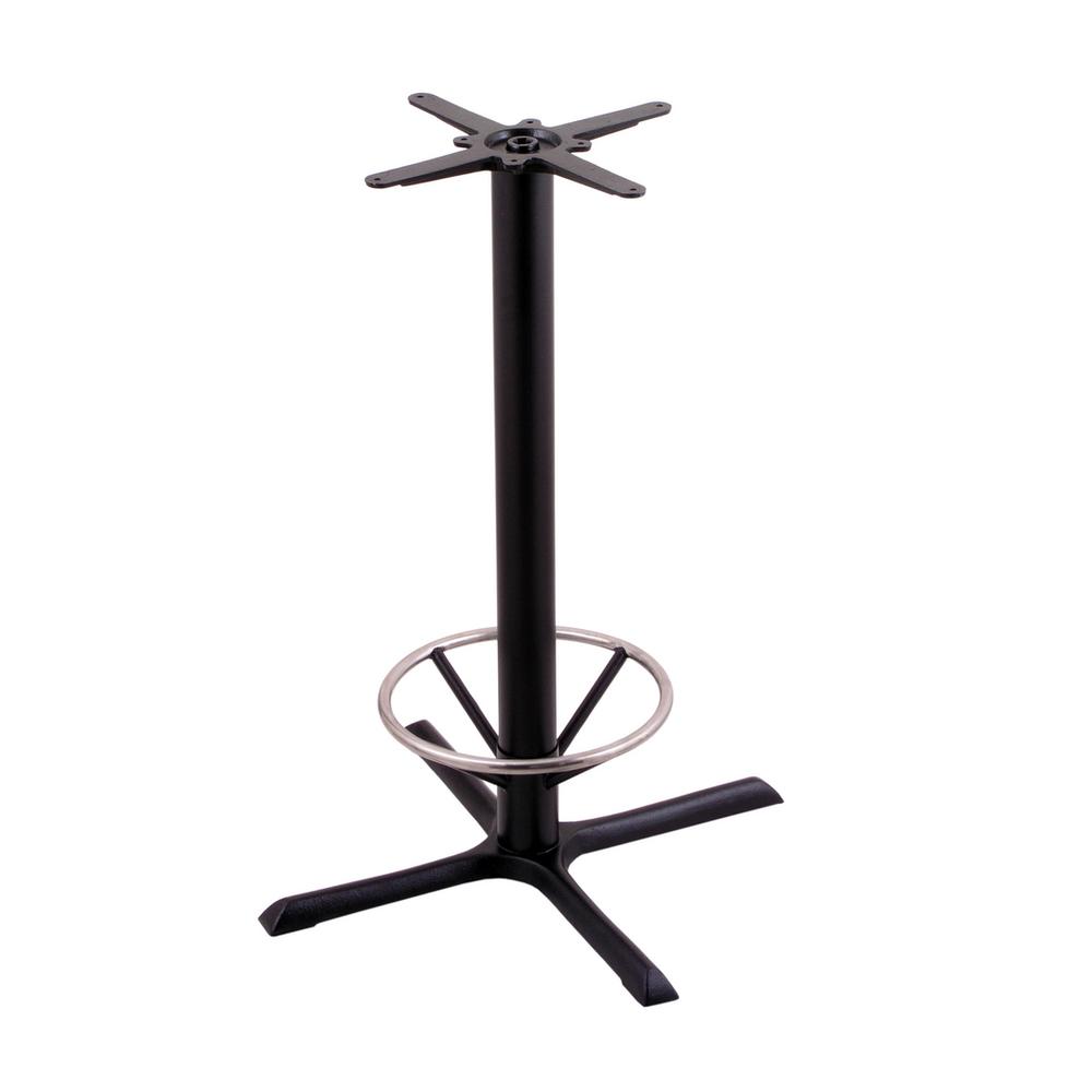 211 Black Cast Iron Bar Height Base with 30" x 30" X-Style Foot and Foot Ring. Picture 1