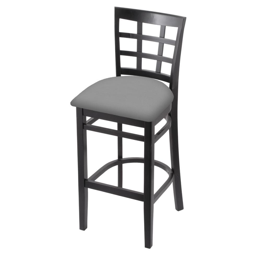 3130 30" Bar Stool with Black Finish and Canter Folkstone Grey Seat. Picture 1