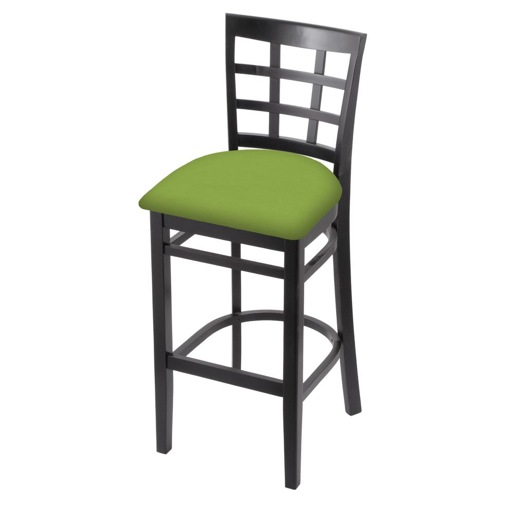 3130 30" Bar Stool with Black Finish and Canter Kiwi Green Seat. Picture 1