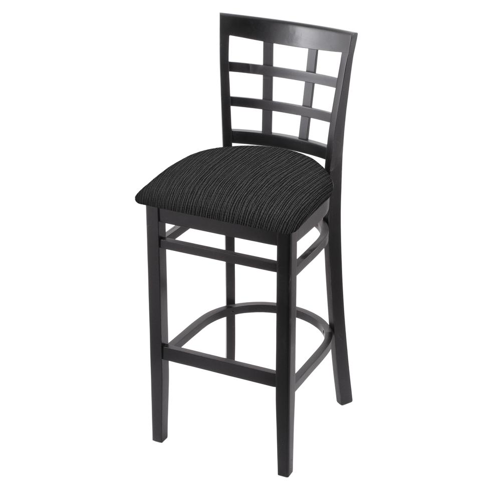 3130 30" Bar Stool with Black Finish and Graph Coal Seat. Picture 1